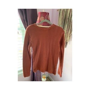 Rustic Orange Braided Crew Neck Sweater